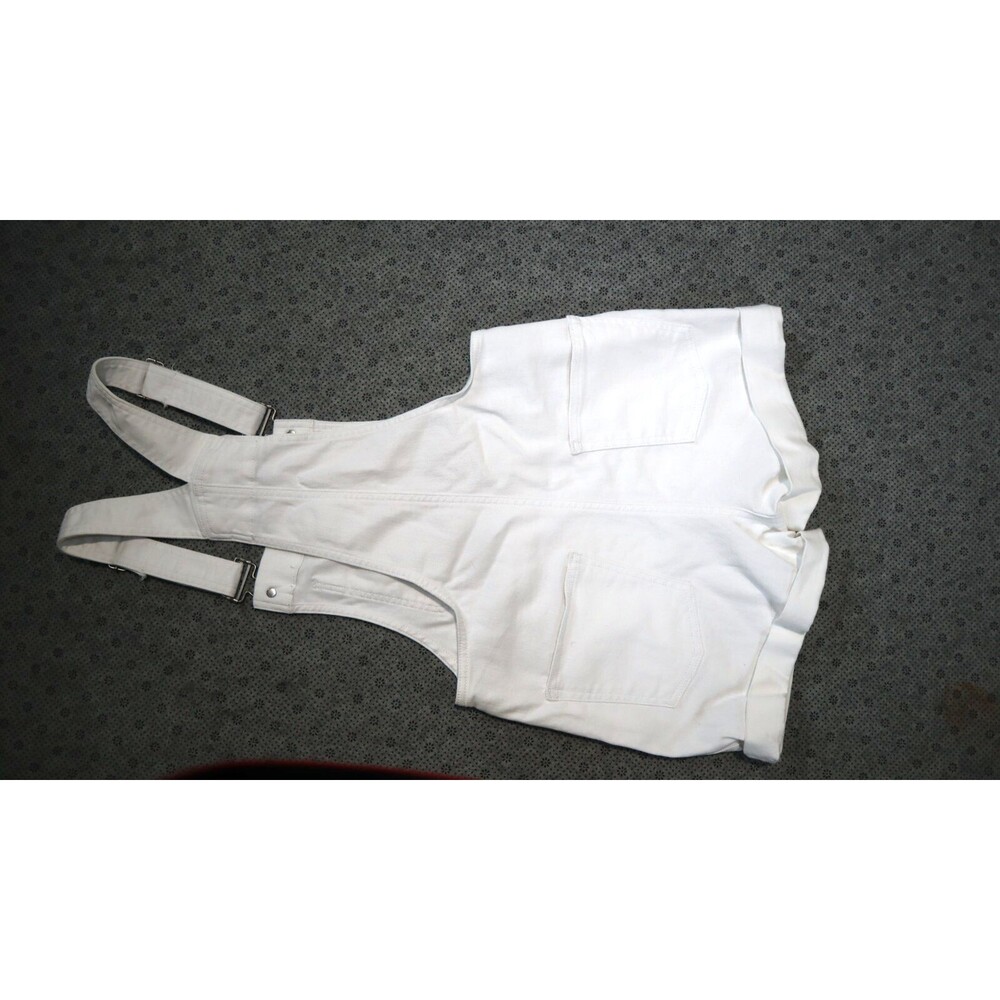 GAP Denim Womens Optic White Cuffed Hem Shortall Overalls Size XS Extra Small - Picture 14 of 16